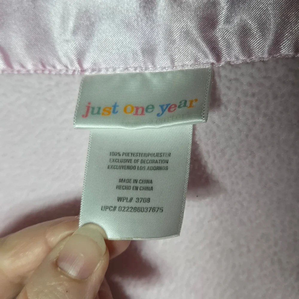 Carters Just One Year Pink Fleece  Satin Trim Baby Blanket Butterfly Security‎